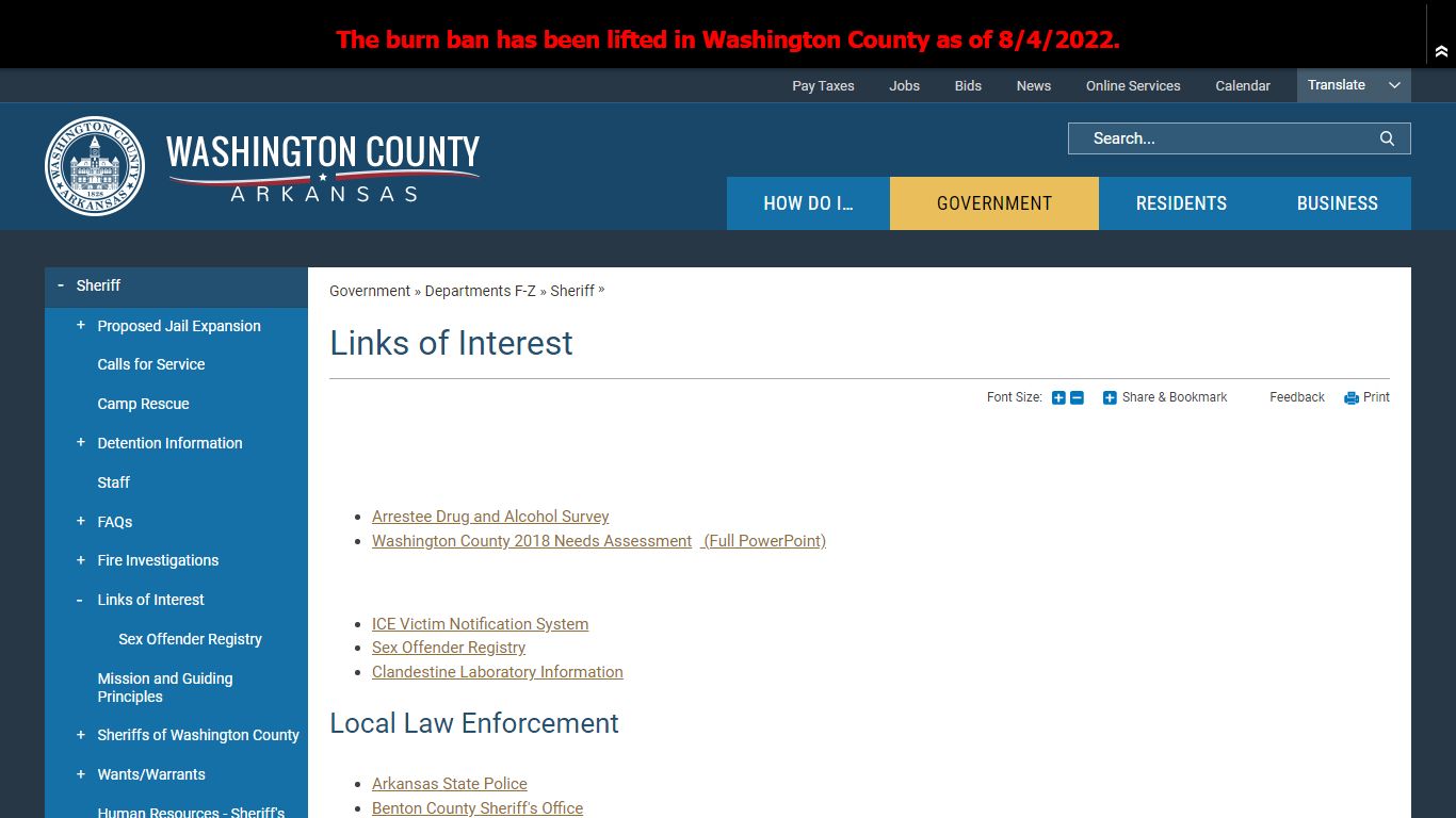 Links of Interest | Washington County, AR